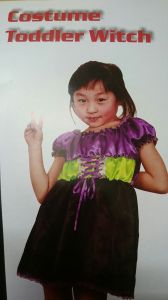 Kids Costumes to Hire - Witch - Toddler  (black, green & purple)